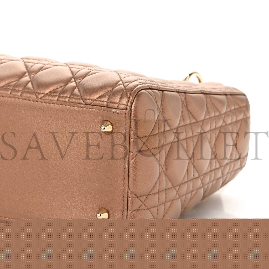 D*or metallic lambskin cannage medium lady D*or bronze (24*20*11.4cm)