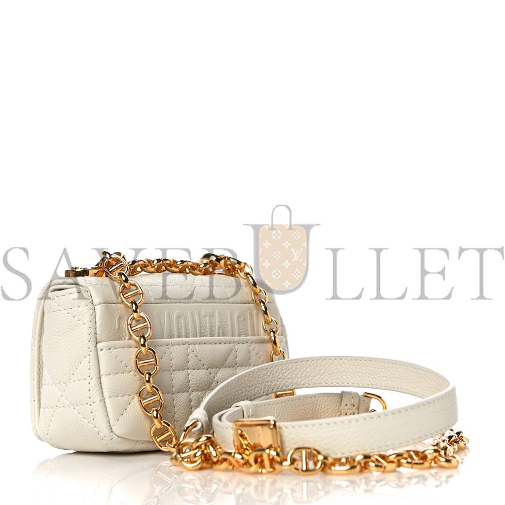 d*or S*pple calfskin cannage micro caro bag latte (13*8*5.7cm)
