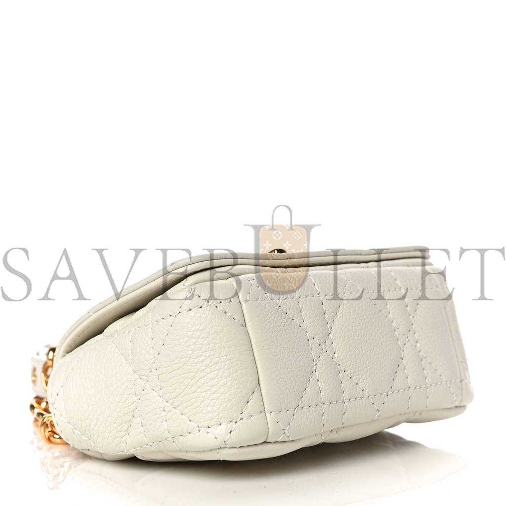 d*or S*pple calfskin cannage micro caro bag latte (13*8*5.7cm)