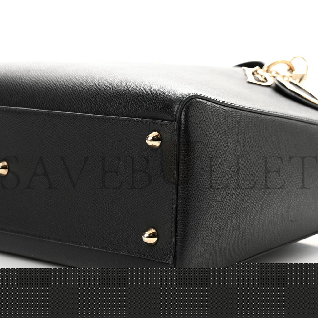 D*or grained calfskin large lady D*or black (32*24*12.1cm)