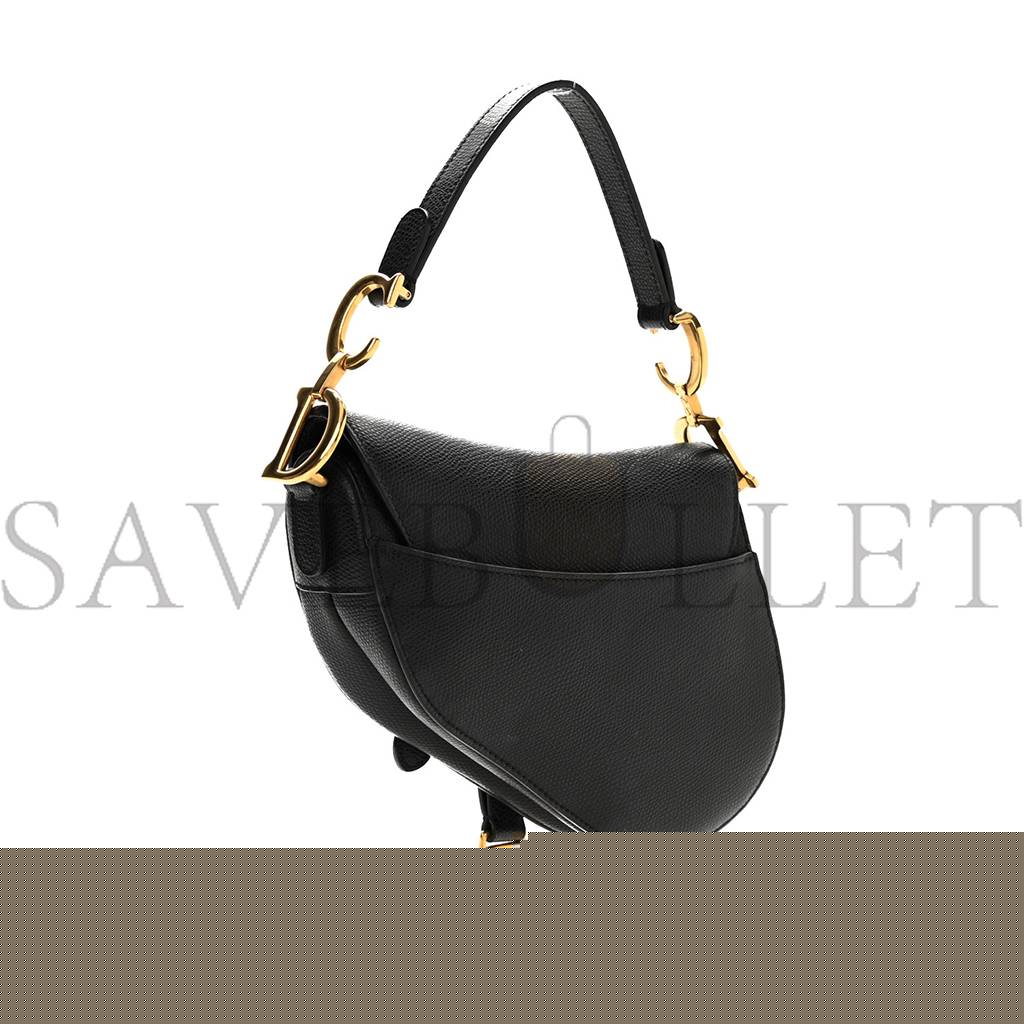 D*or grained calfskin mini saddle bag black (18*16*5.1cm)