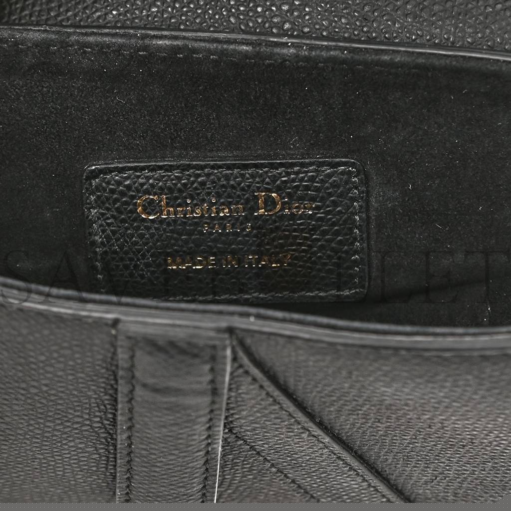 D*or grained calfskin mini saddle bag black (18*16*5.1cm)