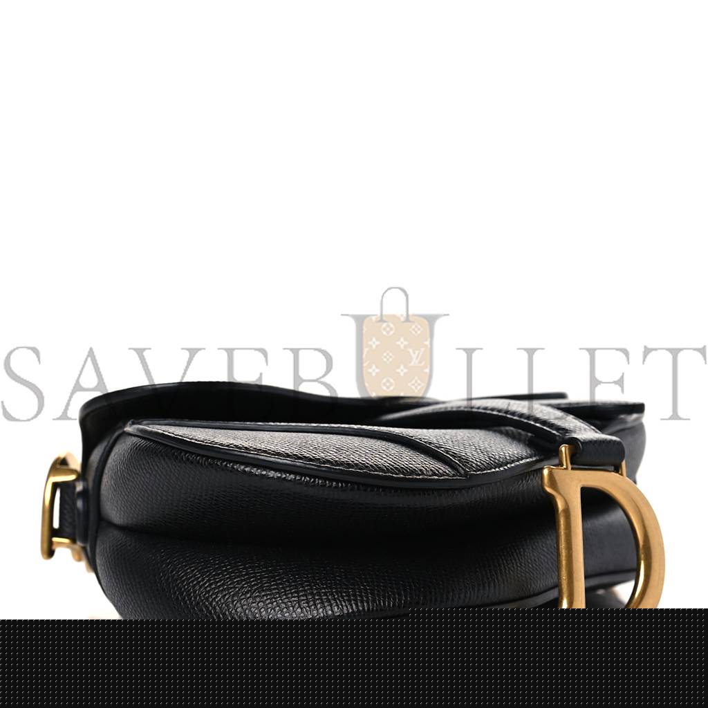 D*or grained calfskin mini saddle bag black (18*16*5.7cm)