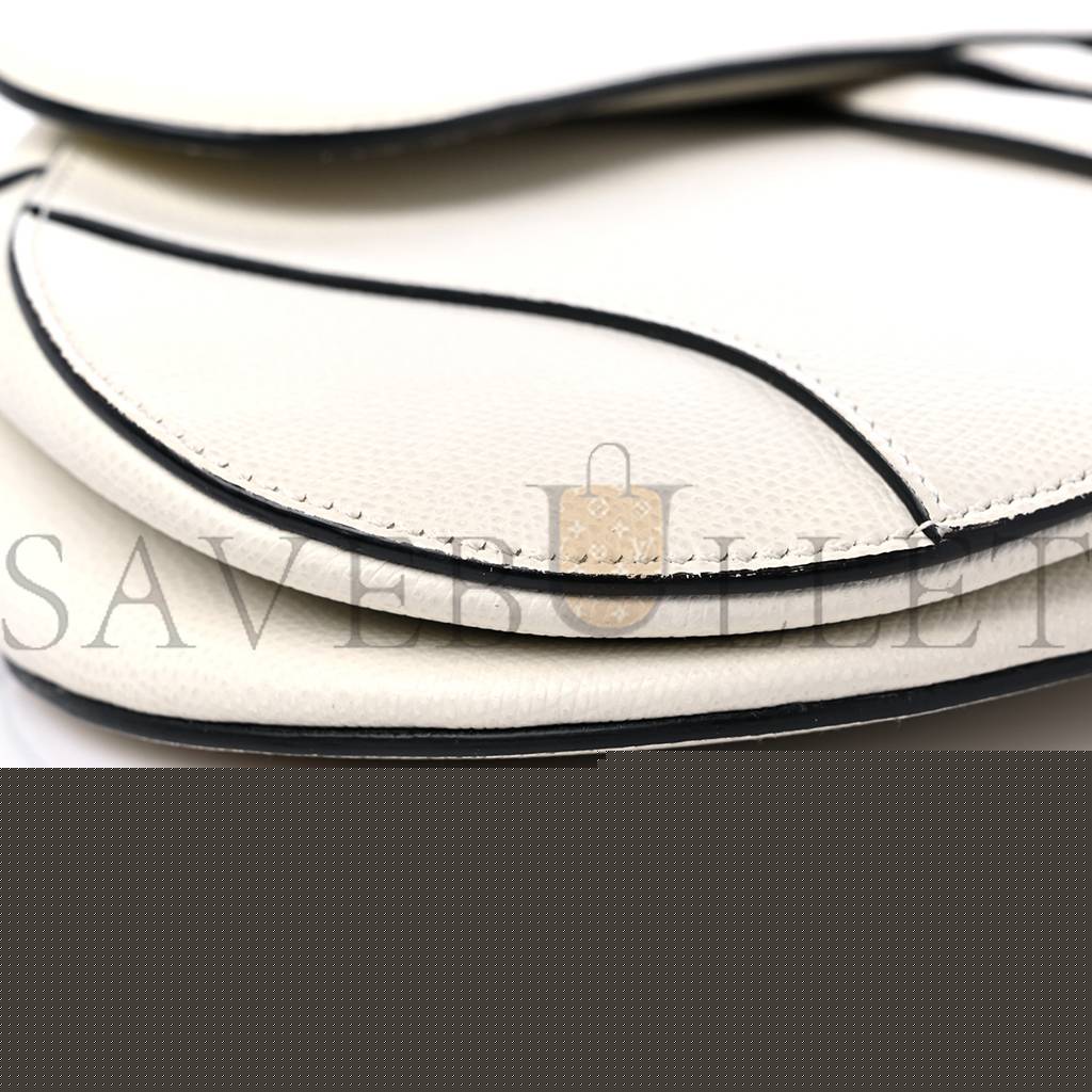 D*or grained calfskin saddle bag white (25*22*5.1cm)