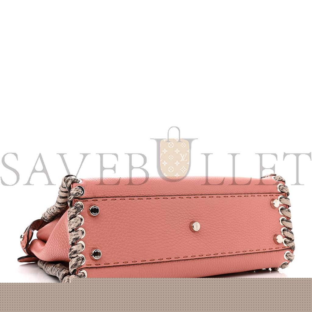 F**di cuoio romano selleria elaphe lace up medium peekaboo iconic satchel make up taupe (34*25*13cm)