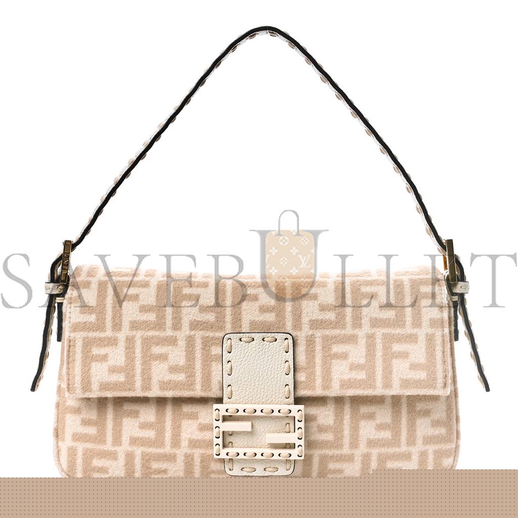 F**di wool cuoio romano selleria ff 1974 baguette 1997 beige cammello camelia (27*15*4cm)