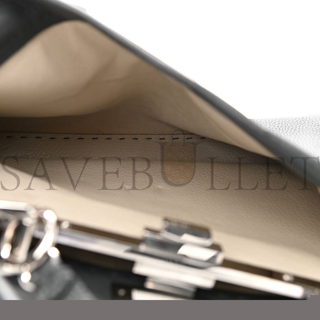 F**di cuoio romano selleria bi-color medium peekaboo iconic satchel asfalto latte (34*25*10cm)