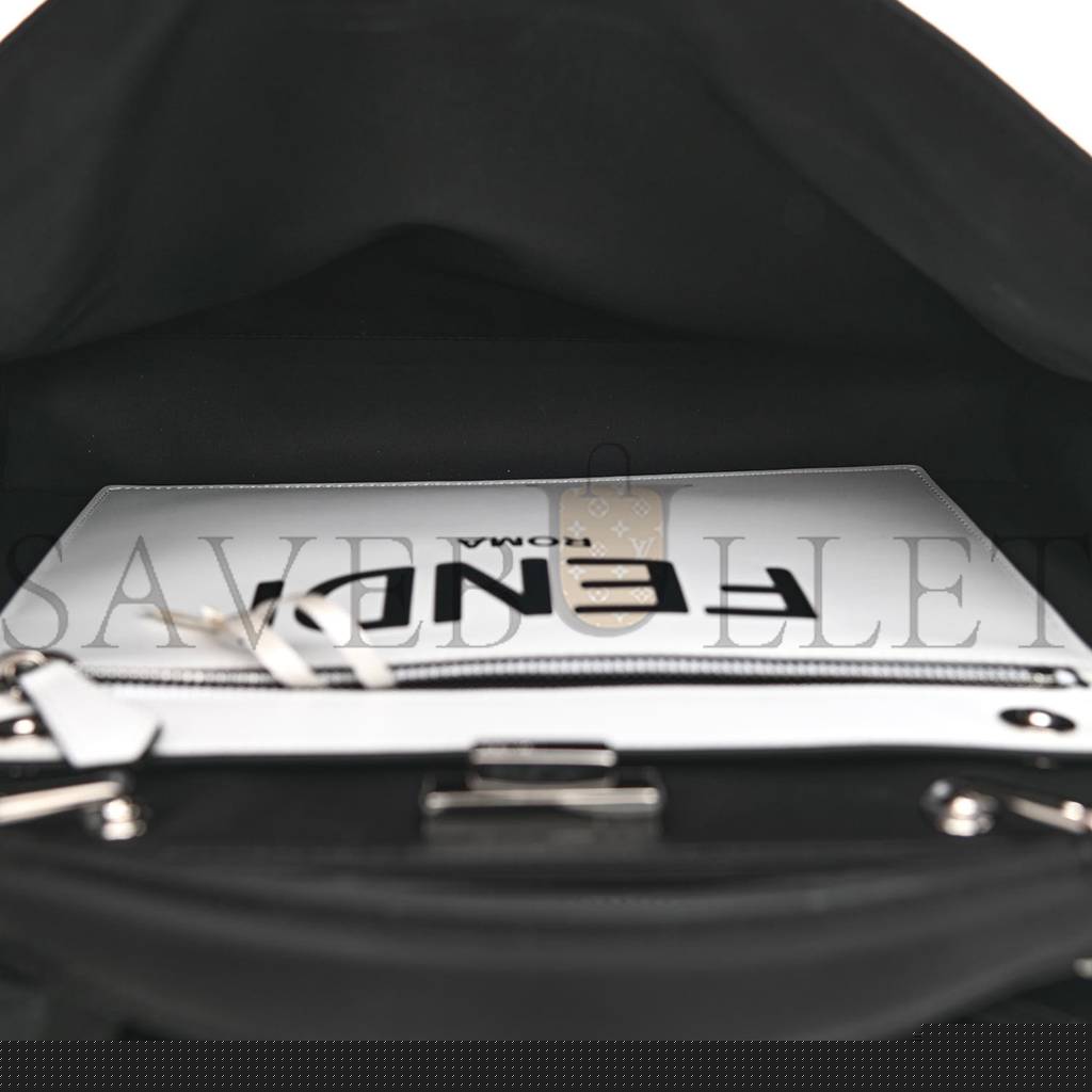 F**di nylon vitello cover logo embossed medium peekaboo i see u satchel black white (38*29*11cm)