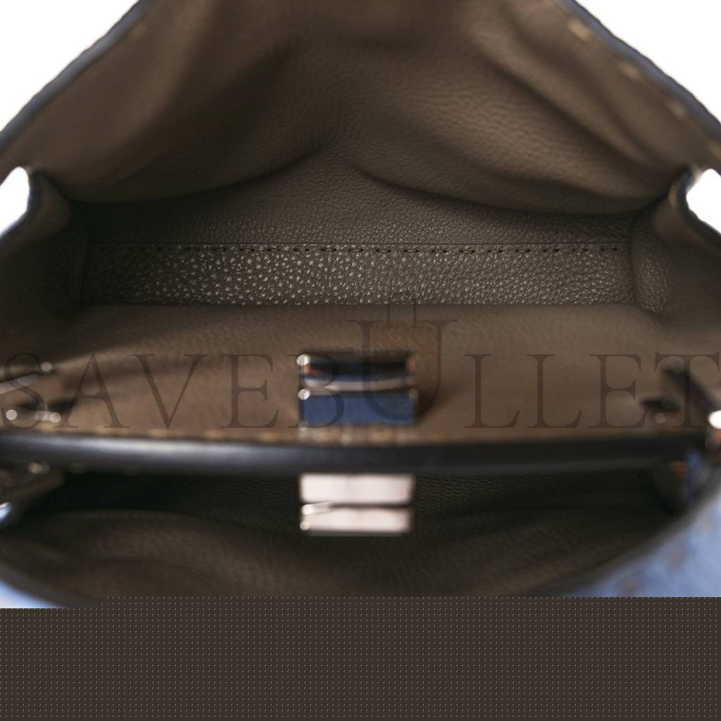 F**di cuoio roma selleria chamois bi-color medium peekaboo iconic essentially satchel sky blue latte (27*21*12cm)